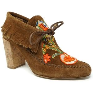 Tory Burch Huntington Bootie 5.5 Tan Suede